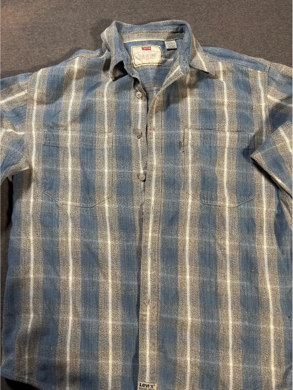 Vintage Levi Authentic Jeanswear Mens Plaid Flannel Long Sleeve Button Up Shirt
